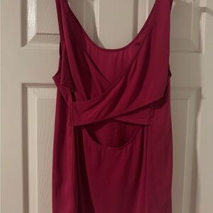 Maroon sleeveless top crossed back